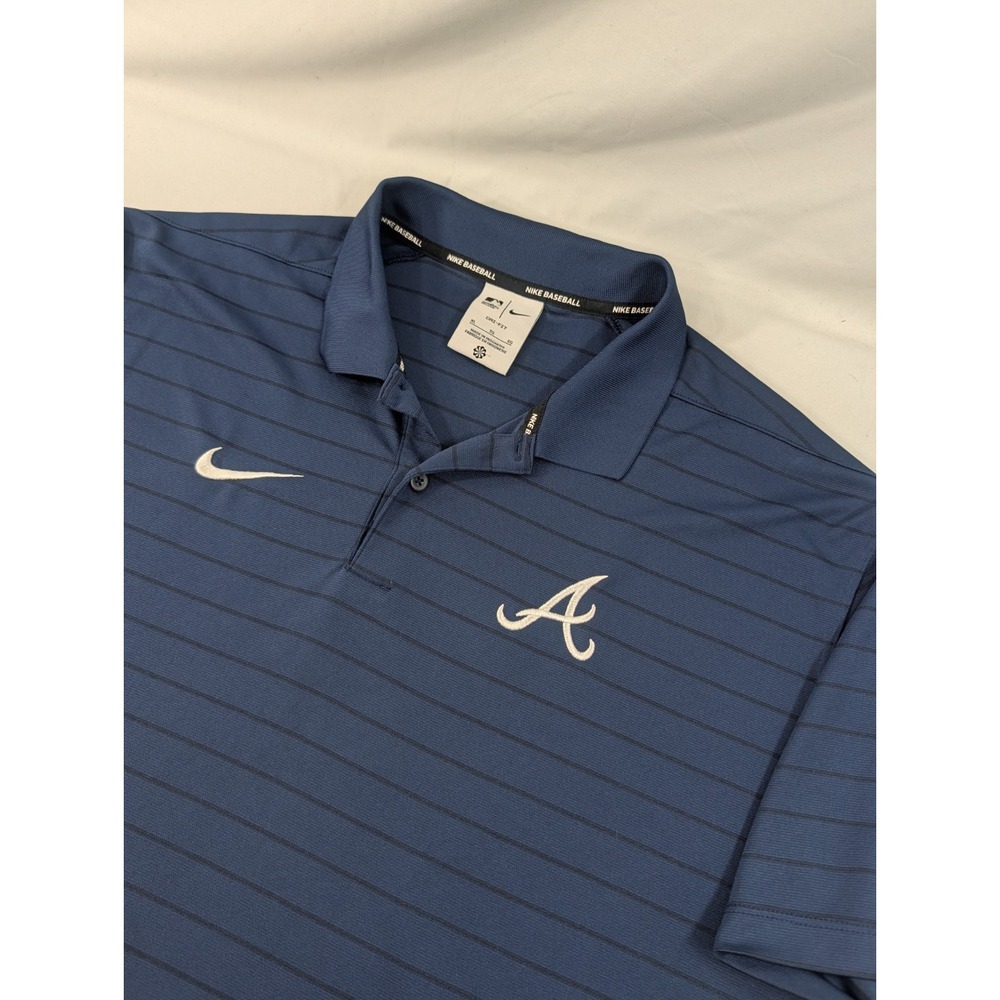 Atlanta Braves Polo Mens Extra Large Nike Dri Fit Short Sleeve Baseball MLB